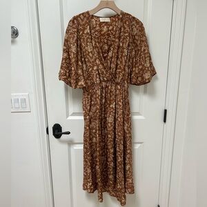 Natalie Martin Brown and Orange Flutter Sleeve Sundress